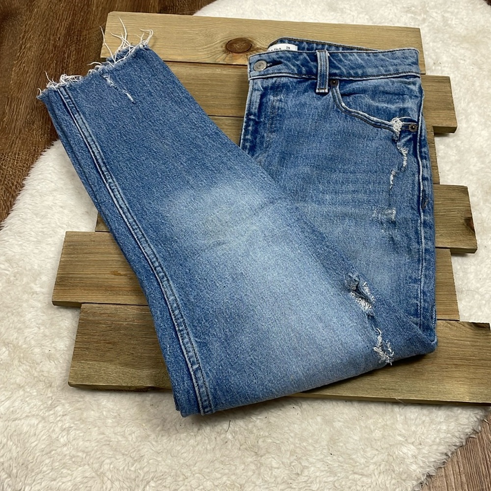 Abercrombie & Fitch Curve Love Distressed The High Rise Skinny Jeans